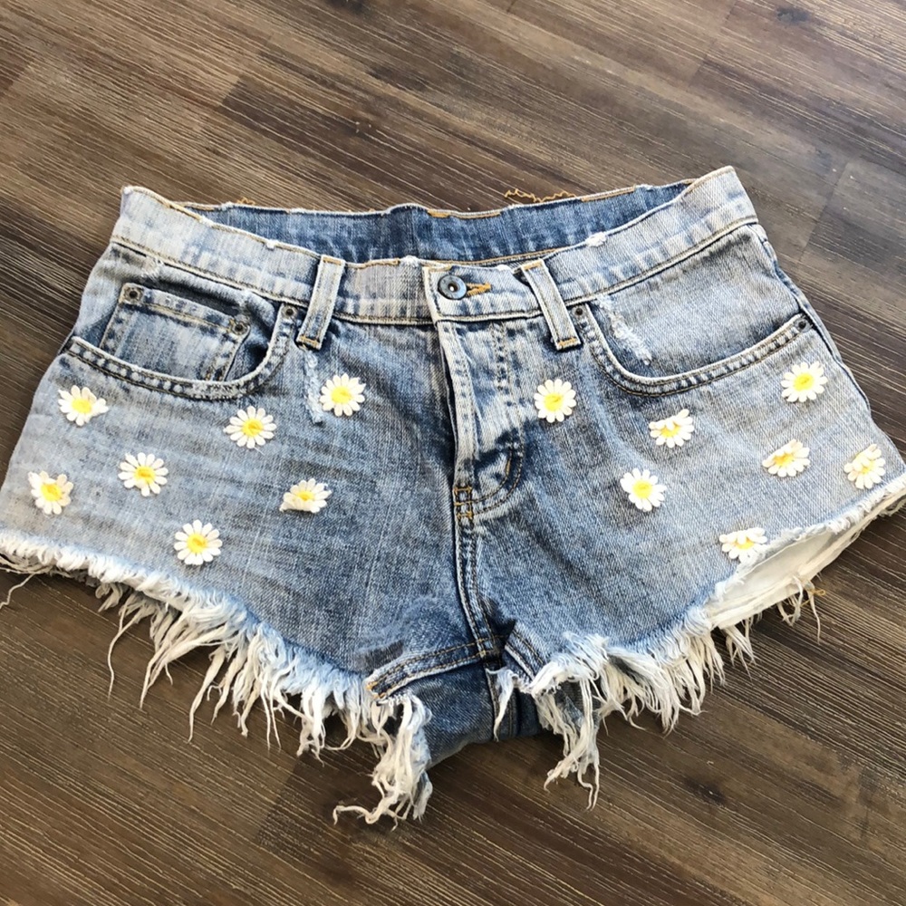 Carmar festival floral denim shorts